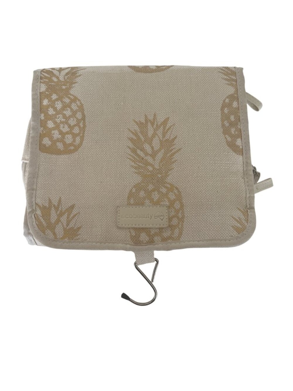 EcoBeauty Hanging Travel Toiletry Bag With Gold Pineapple Print